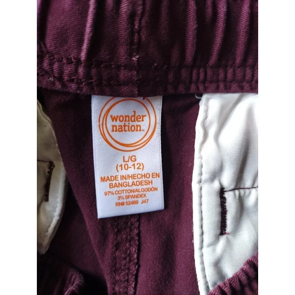 Wonder Nation Boys Red Sweatpants, Large Size (10-12), Elastic Waist and Cuffs.